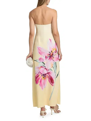 Milly Women's Vera Printed Strapless Maxi Dress - Pale Yellow Pink - Size 12 | Thumbnail 5 Milly Women's Vera Printed Strapless Maxi Dress - Pale Yellow Pink - Size 12 | Thumbnail 5