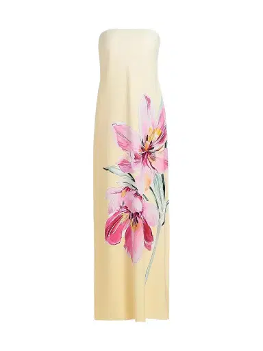 Milly Women's Vera Printed Strapless Maxi Dress - Pale Yellow Pink - Size 12 | Thumbnail 1 Milly Women's Vera Printed Strapless Maxi Dress - Pale Yellow Pink - Size 12 | Thumbnail 1