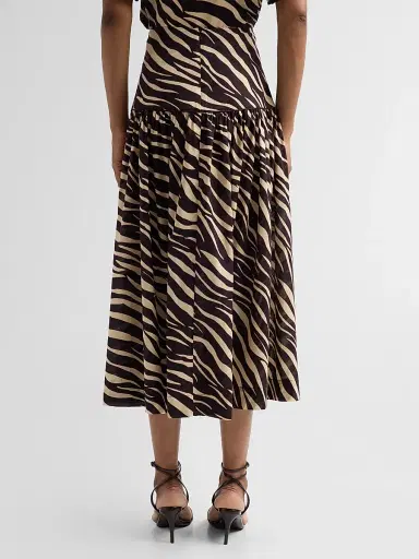 Ronny Kobo Women's Feyre Zebra-Striped Drop-Waist Skirt - Zebra - Size XL | Thumbnail 3