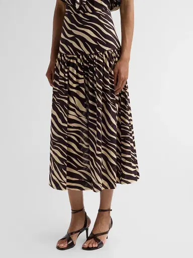 Ronny Kobo Women's Feyre Zebra-Striped Drop-Waist Skirt - Zebra - Size XL | Thumbnail 4