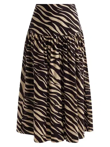 Ronny Kobo Women's Feyre Zebra-Striped Drop-Waist Skirt - Zebra - Size XL | Thumbnail 1
