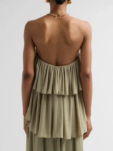 Ronny Kobo Women's Starla Tiered Halter Top - Elm - Size XL | Thumbnail 3