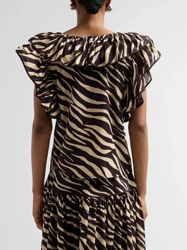 Ronny Kobo Women's Aubrey Zebra-Print Cotton Ruffle Top - Zebra - Size XL | Thumbnail 3