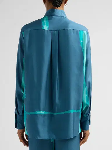 Kiton Women's Abstract-Print Silk Button-Down Blouse | Thumbnail 3