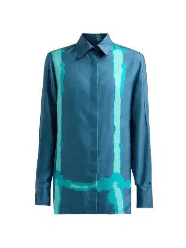 Kiton Women's Abstract-Print Silk Button-Down Blouse | Thumbnail 1