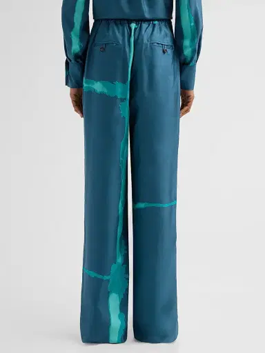 Kiton Women's Abstract-Print Silk Drawstring Pants | Thumbnail 3