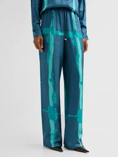 Kiton Women's Abstract-Print Silk Drawstring Pants | Thumbnail 4