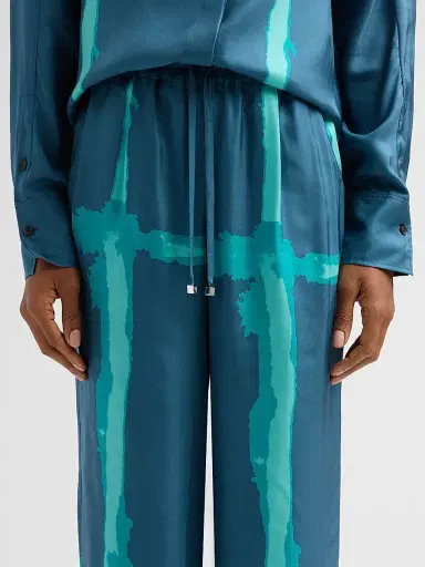 Kiton Women's Abstract-Print Silk Drawstring Pants | Thumbnail 5
