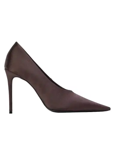 Black Suede Studio Women's Jona 100MM Satin Pumps - Cacao Satin - Size 11 | Thumbnail 1