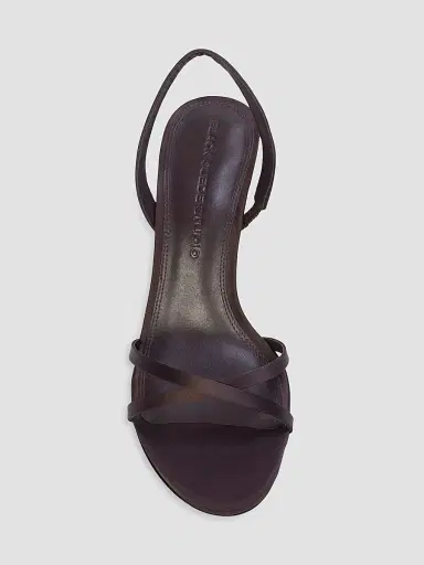 Black Suede Studio Women's Jolla 80MM Satin Slingback Sandals - Cacao Satin - Size 12 | Thumbnail 3 Black Suede Studio Women's Jolla 80MM Satin Slingback Sandals - Cacao Satin - Size 12 | Thumbnail 3