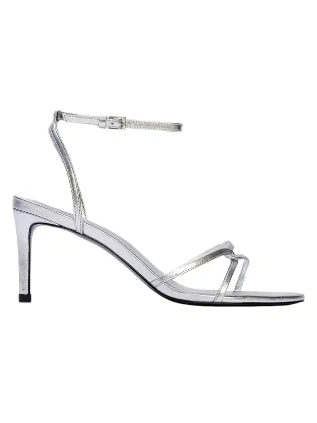 Black Suede Studio Women's Miley 70MM Metallic Sandals - Silver Metallic Leather