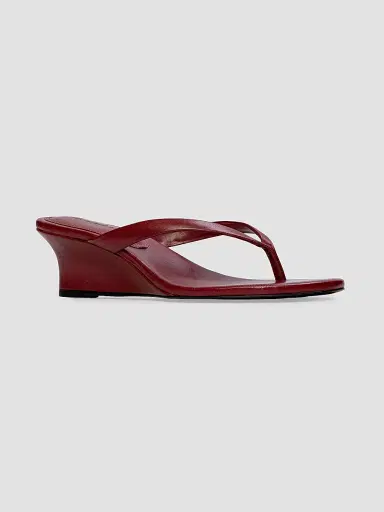 Black Suede Studio Women's Easy 50MM Leather Wedges - Chili Flake Leather - Size 12 | Thumbnail 2