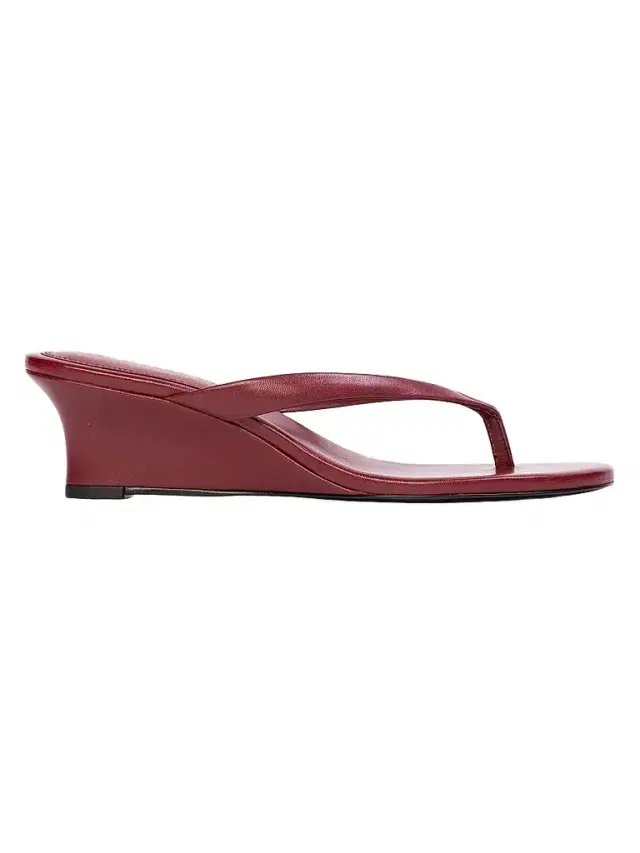Black Suede Studio Women's Easy 50MM Leather Wedges - Chili Flake Leather