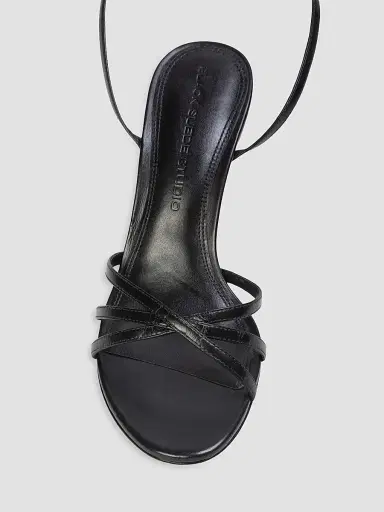 Black Suede Studio Women's Olie 80MM Leather Sandals - Black Leather - Size 12 | Thumbnail 3