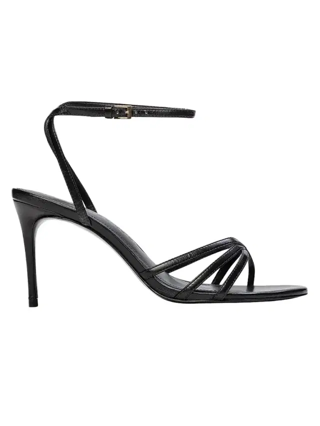 Black Suede Studio Women's Olie 80MM Leather Sandals - Black Leather
