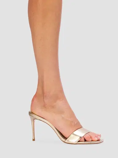 Black Suede Studio Women's Naomi 80MM Metallic Mule Sandals | Thumbnail 5 Black Suede Studio Women's Naomi 80MM Metallic Mule Sandals | Thumbnail 5