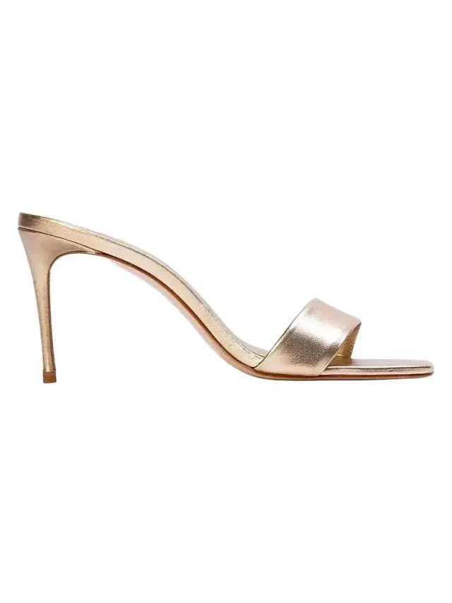 Black Suede Studio Women's Naomi 80MM Metallic Mule Sandals - Gold Metallic Leather