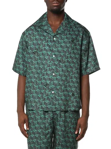 Purple Brand Men's Embellished Logo Camp Shirt - Green - Size XXL | Thumbnail 1 Purple Brand Men's Embellished Logo Camp Shirt - Green - Size XXL | Thumbnail 1