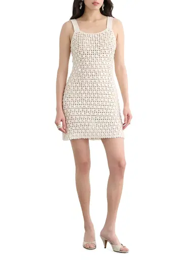 Toccin Women's Lala Paillette Open-Knit Mini Dress - Coconut - Size XL | Thumbnail 2
