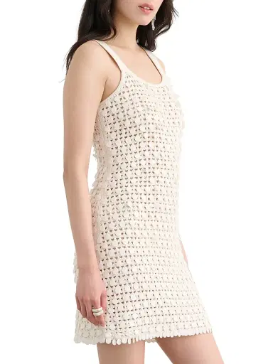 Toccin Women's Lala Paillette Open-Knit Mini Dress - Coconut - Size XL | Thumbnail 4