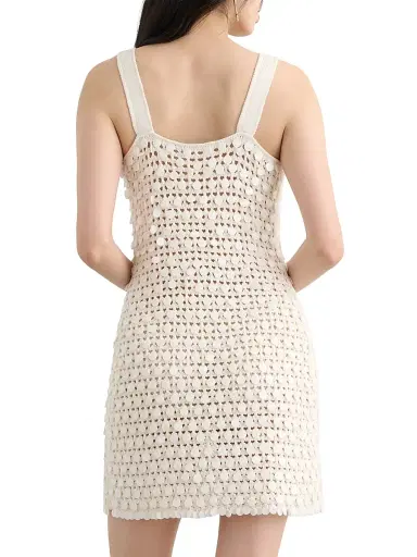 Toccin Women's Lala Paillette Open-Knit Mini Dress - Coconut - Size XL | Thumbnail 5