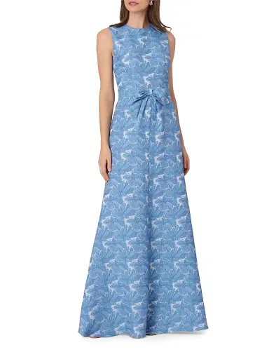 Shoshanna Women's Loren Jacquard Maxi Dress - Marina | Thumbnail 2 Shoshanna Women's Loren Jacquard Maxi Dress - Marina | Thumbnail 2