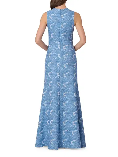 Shoshanna Women's Loren Jacquard Maxi Dress - Marina | Thumbnail 3 Shoshanna Women's Loren Jacquard Maxi Dress - Marina | Thumbnail 3