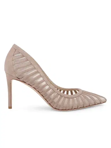 L'Agence Women's Lenox 90MM Suede-Mesh Pumps - Cappuccino Suede - Size 9 | Thumbnail 1 L'Agence Women's Lenox 90MM Suede-Mesh Pumps - Cappuccino Suede - Size 9 | Thumbnail 1