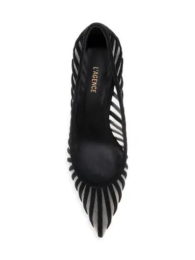 L'Agence Women's Lenox 90MM Suede-Mesh Pumps - Black Suede - Size 10 | Thumbnail 5