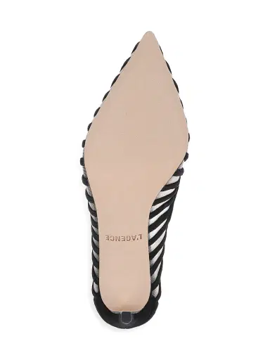 L'Agence Women's Lenox 90MM Suede-Mesh Pumps - Black Suede - Size 10 | Thumbnail 6