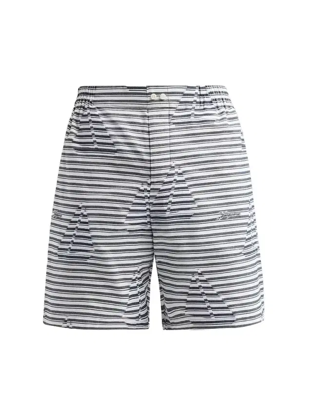 Men's Le Calecon Jacquard Shorts - Jacquard Boat Navy White