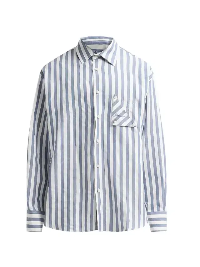 Jacquemus Men's Voilier Striped Cotton-Linen Shirt - Jacquard Stripes Blue