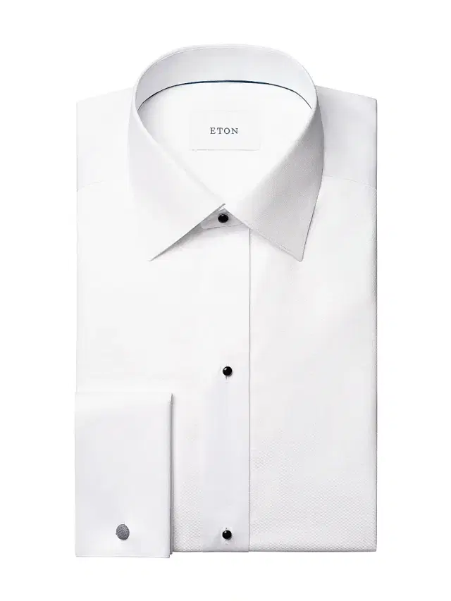 Eton Men's Dobby Stud-Front Slim-Fit Evening Shirt - White