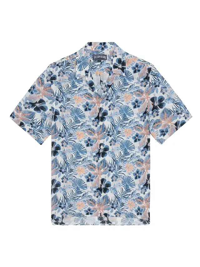 Vilebrequin Men's Island Flowers Bowling Shirt - White