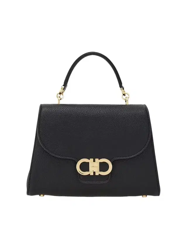 FERRAGAMO Women's Double Gancini Leather Top Handle Bag - Nero