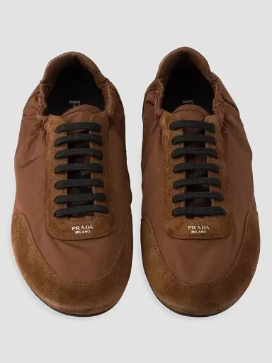 Prada Men's Collapse Re-nylon And Suede Elasticized Sneakers - Brown - Size 5 | Thumbnail 3 Prada Men's Collapse Re-nylon And Suede Elasticized Sneakers - Brown - Size 5 | Thumbnail 3