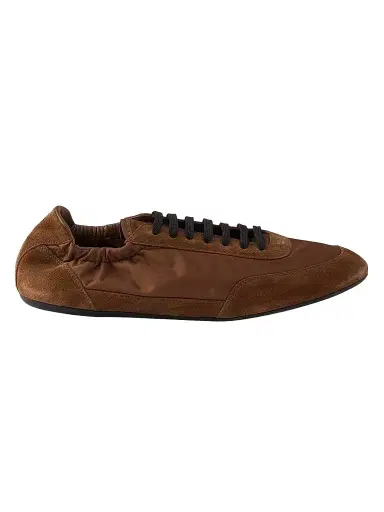 Prada Men's Collapse Re-nylon And Suede Elasticized Sneakers - Brown - Size 5 | Thumbnail 1 Prada Men's Collapse Re-nylon And Suede Elasticized Sneakers - Brown - Size 5 | Thumbnail 1