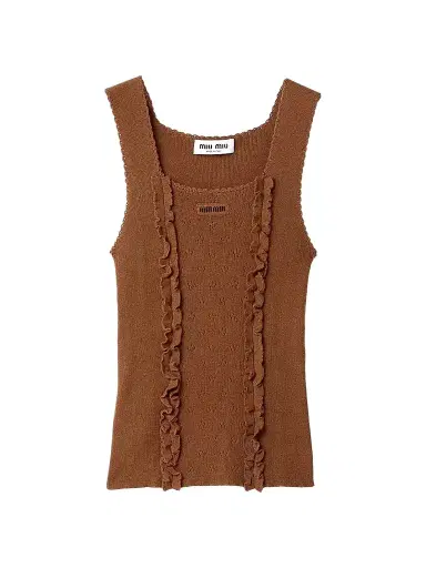Miu Miu Women's Cashmere and Silk Top - Brown - Size 6 | Thumbnail 1 Miu Miu Women's Cashmere and Silk Top - Brown - Size 6 | Thumbnail 1