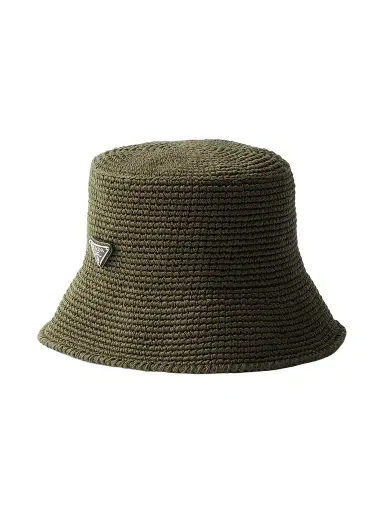 Prada Men's Crochet Bucket Hat - Green - Size Medium | Thumbnail 1 Prada Men's Crochet Bucket Hat - Green - Size Medium | Thumbnail 1