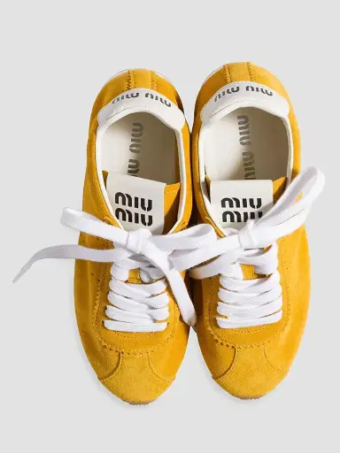 Miu Miu Women's Plume Suede Sneakers - Yellow | Thumbnail 2