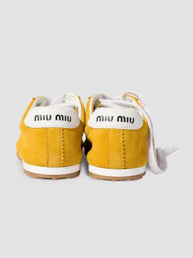 Miu Miu Women's Plume Suede Sneakers - Yellow | Thumbnail 3