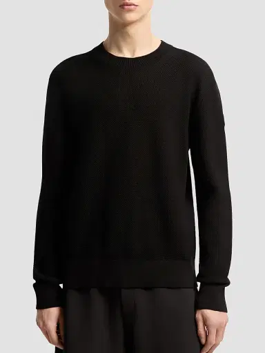 Moncler Men's Sweater in Cotton - Black - Size XXL | Thumbnail 2 Moncler Men's Sweater in Cotton - Black - Size XXL | Thumbnail 2