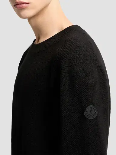 Moncler Men's Sweater in Cotton - Black - Size XXL | Thumbnail 4 Moncler Men's Sweater in Cotton - Black - Size XXL | Thumbnail 4
