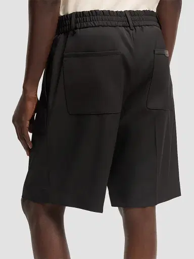 Moncler Men's Shorts in Wool Blend Gabardine - Black | Thumbnail 3 Moncler Men's Shorts in Wool Blend Gabardine - Black | Thumbnail 3