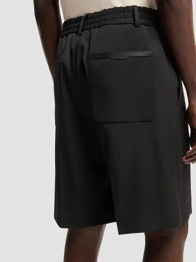 Moncler Men's Shorts in Wool Blend Gabardine - Black | Thumbnail 4 Moncler Men's Shorts in Wool Blend Gabardine - Black | Thumbnail 4