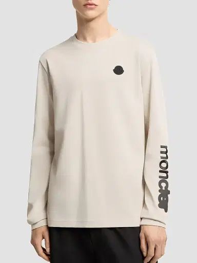 Moncler Men's Long Sleeve Crewneck T-Shirt in Cotton Jersey - White | Thumbnail 2