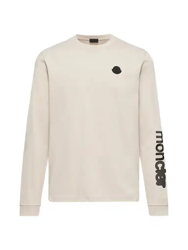 Moncler Men's Long Sleeve Crewneck T-Shirt in Cotton Jersey - White | Thumbnail 1