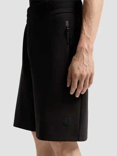 Moncler Men's Shorts in Interlock Cotton Blend - Black | Thumbnail 4 Moncler Men's Shorts in Interlock Cotton Blend - Black | Thumbnail 4