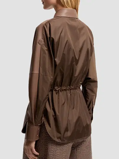 Moncler Women's Shacket in Leather - Brown - Size Large | Thumbnail 3 Moncler Women's Shacket in Leather - Brown - Size Large | Thumbnail 3