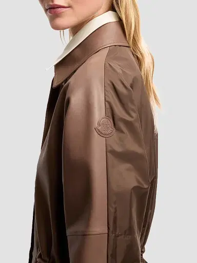 Moncler Women's Shacket in Leather - Brown - Size Large | Thumbnail 4 Moncler Women's Shacket in Leather - Brown - Size Large | Thumbnail 4